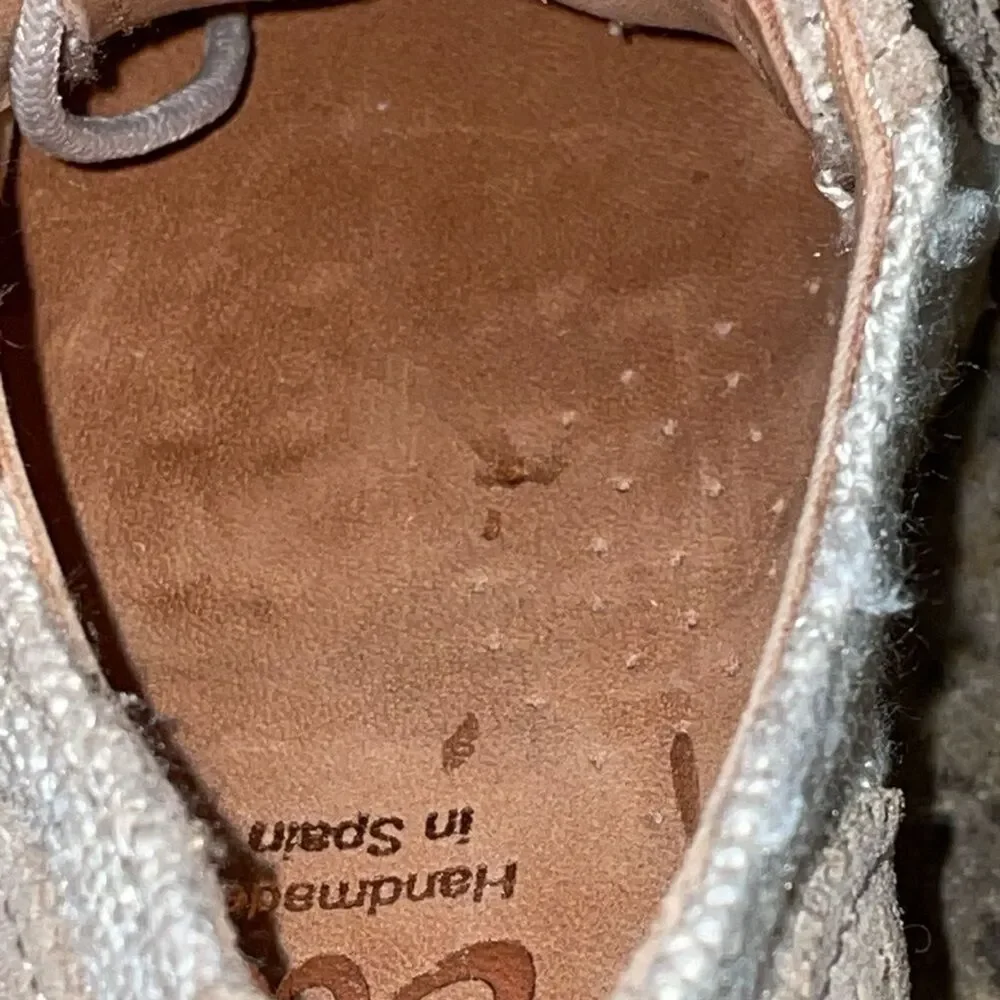 Eli 1957 Beige Suede Linen Derby Oxford Shoes Boys EU 25 US 8 Handmade Spain